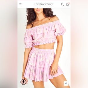 NWOT LoveShackFancy Audrille Crop Top in Power Pink size Small (2-4)